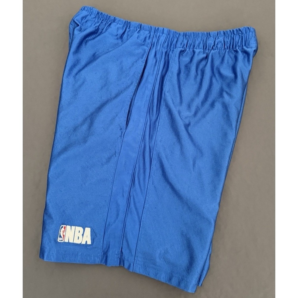 NBA Elevation Basketball Dazzle Shorts Men's Large Blue Shiny Silky Gym Textured
